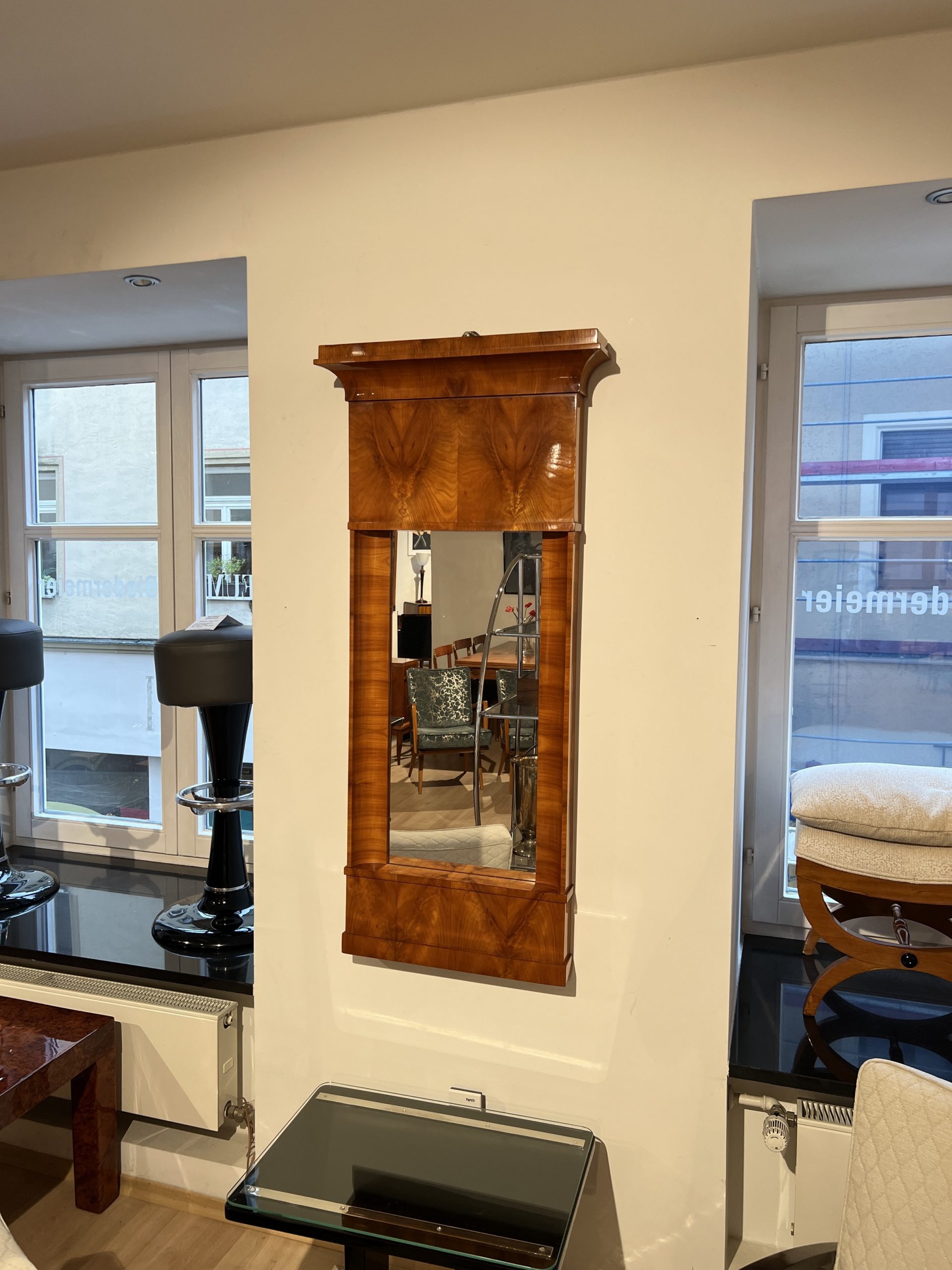 Biedermeier Spiegel, Kirschbaum furniert
