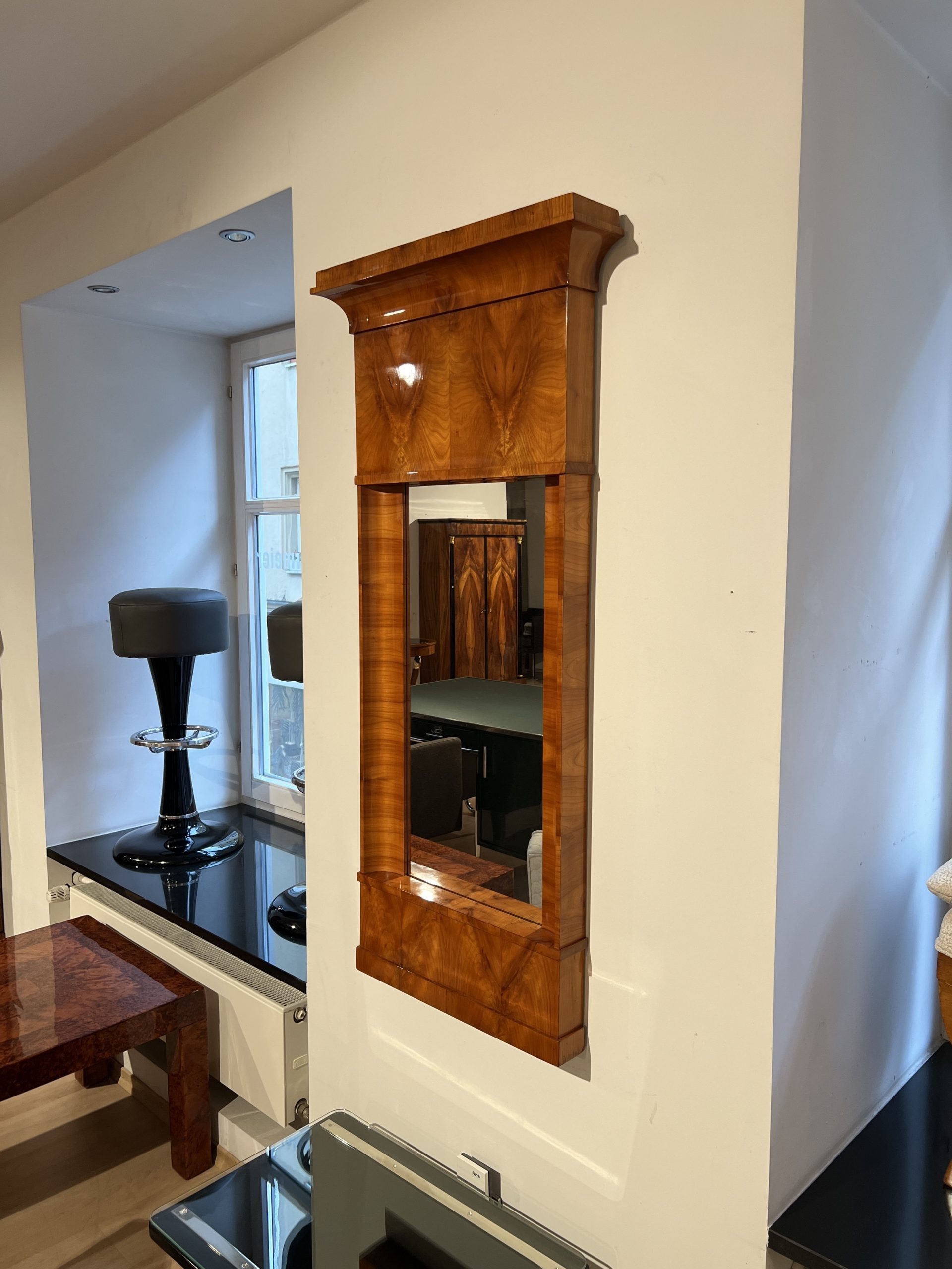 Biedermeier Spiegel, Kirschbaum furniert1