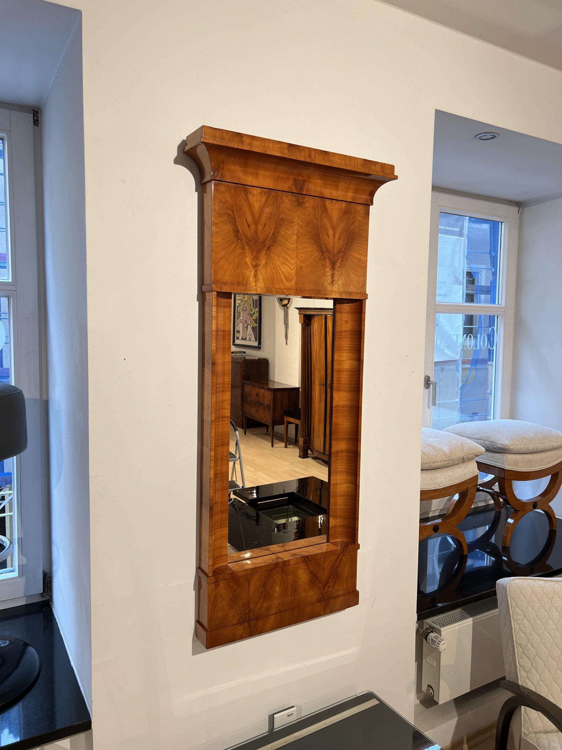 Biedermeier Spiegel, Kirschbaum furniert1