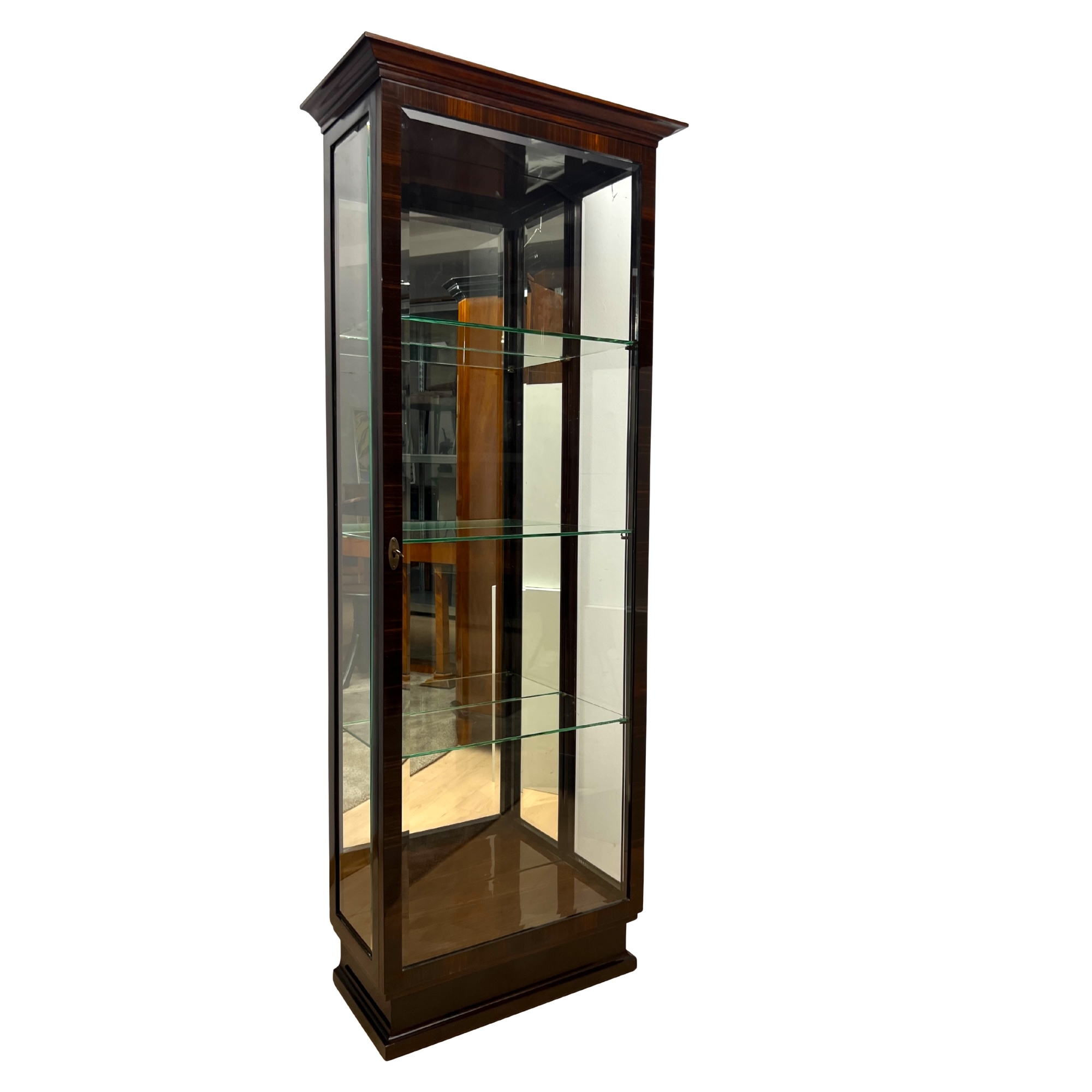 Design ohne Titel - 8 Art Deco Vitrine, Makassar, 3-seitig Glas.