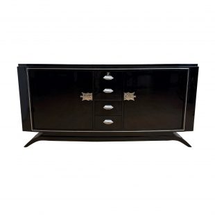 Art Deco Sideboard, Schwarzlack und Chrom.