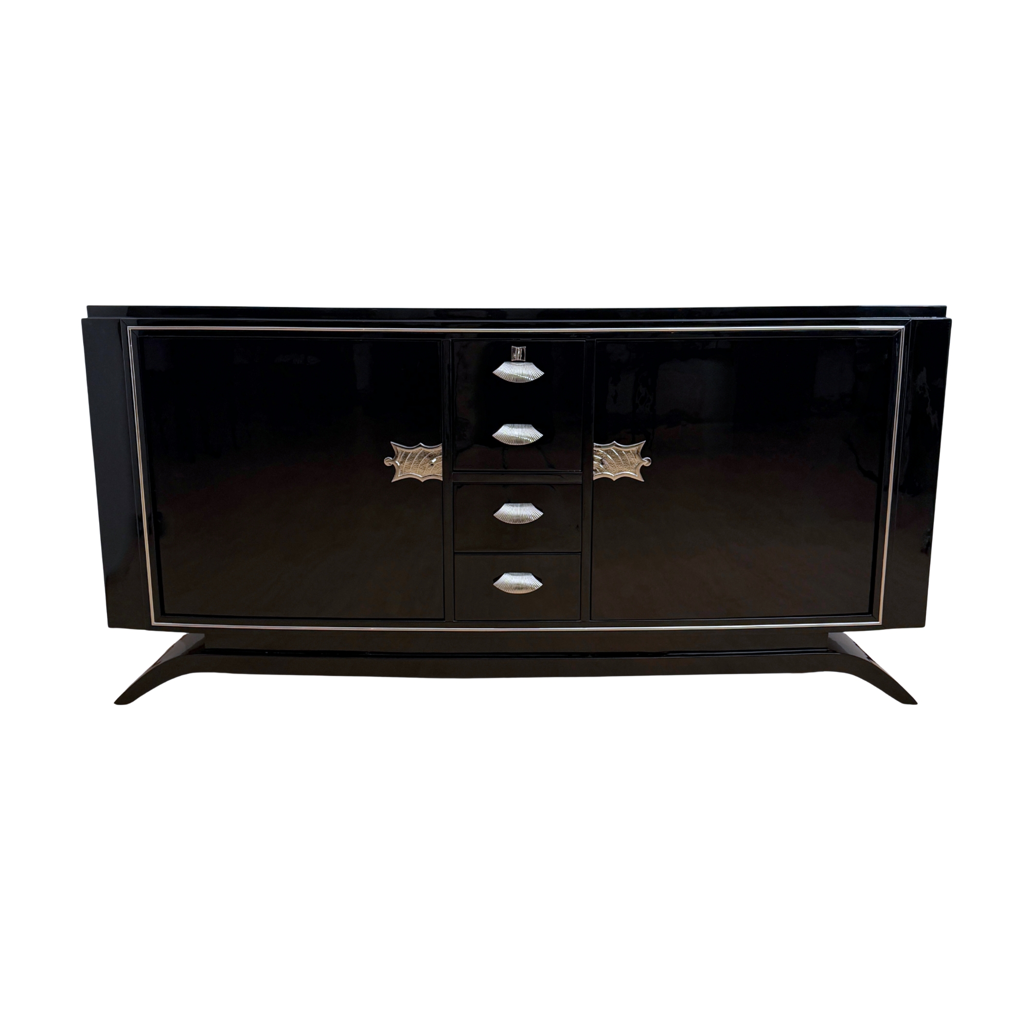 Art Deco Sideboard, Schwarzlack und Chrom. Art Deco Sideboard, Schwarzlack und Chrom.