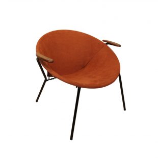 Hans Olsen Balloon Lounge chair, Ocher Suede leatherHans Olsen Balloon Lounge chair, Ocher Suede leather