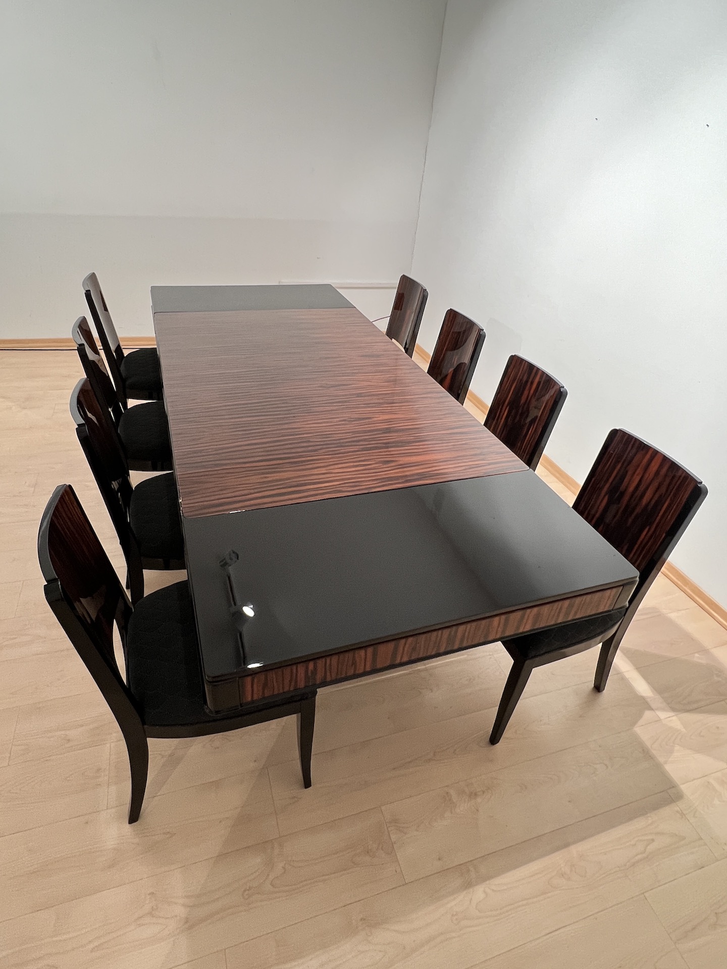 Art Deco Makassar Sitzgruppe mit 8 Stühlen18