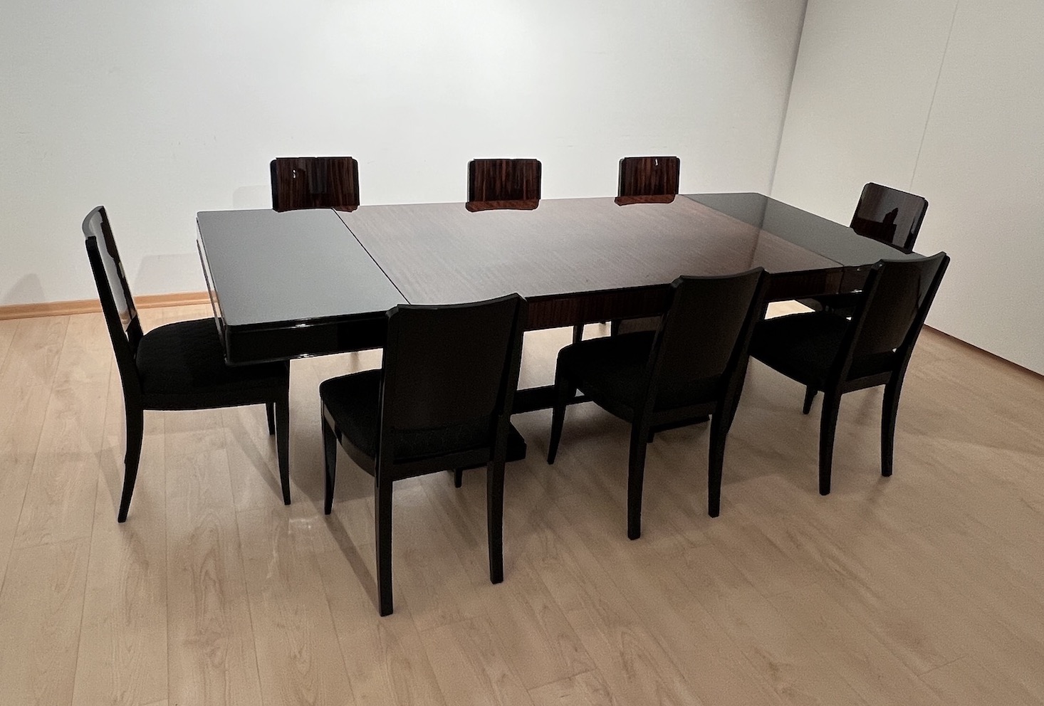 Art Deco Makassar Sitzgruppe mit 8 Stühlen20