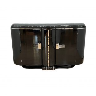 Art Deco Sideboard, Schwarz und Chrom