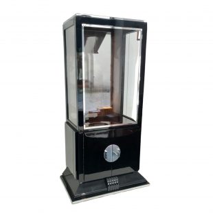 Art Deco Vitrine, Schwarzer Klavierlack, Chrom