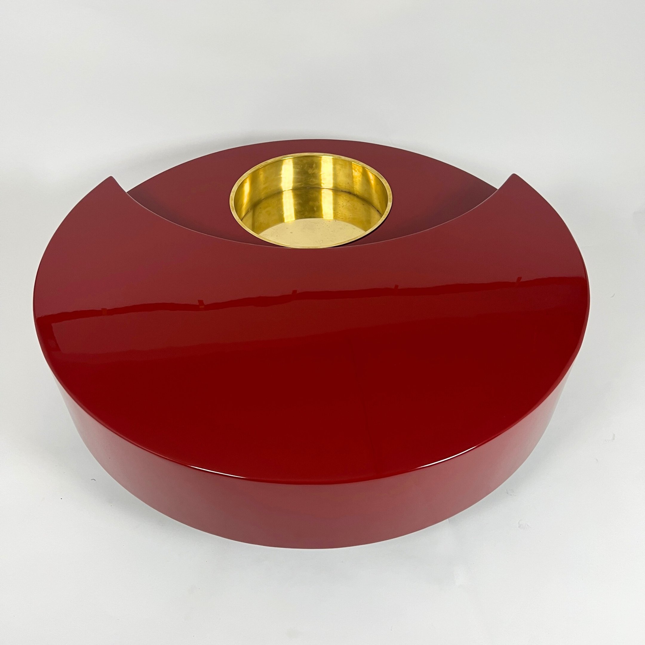 Willy Rizzo Coffee Table TRG, Red Lacquer, Italy, 1969