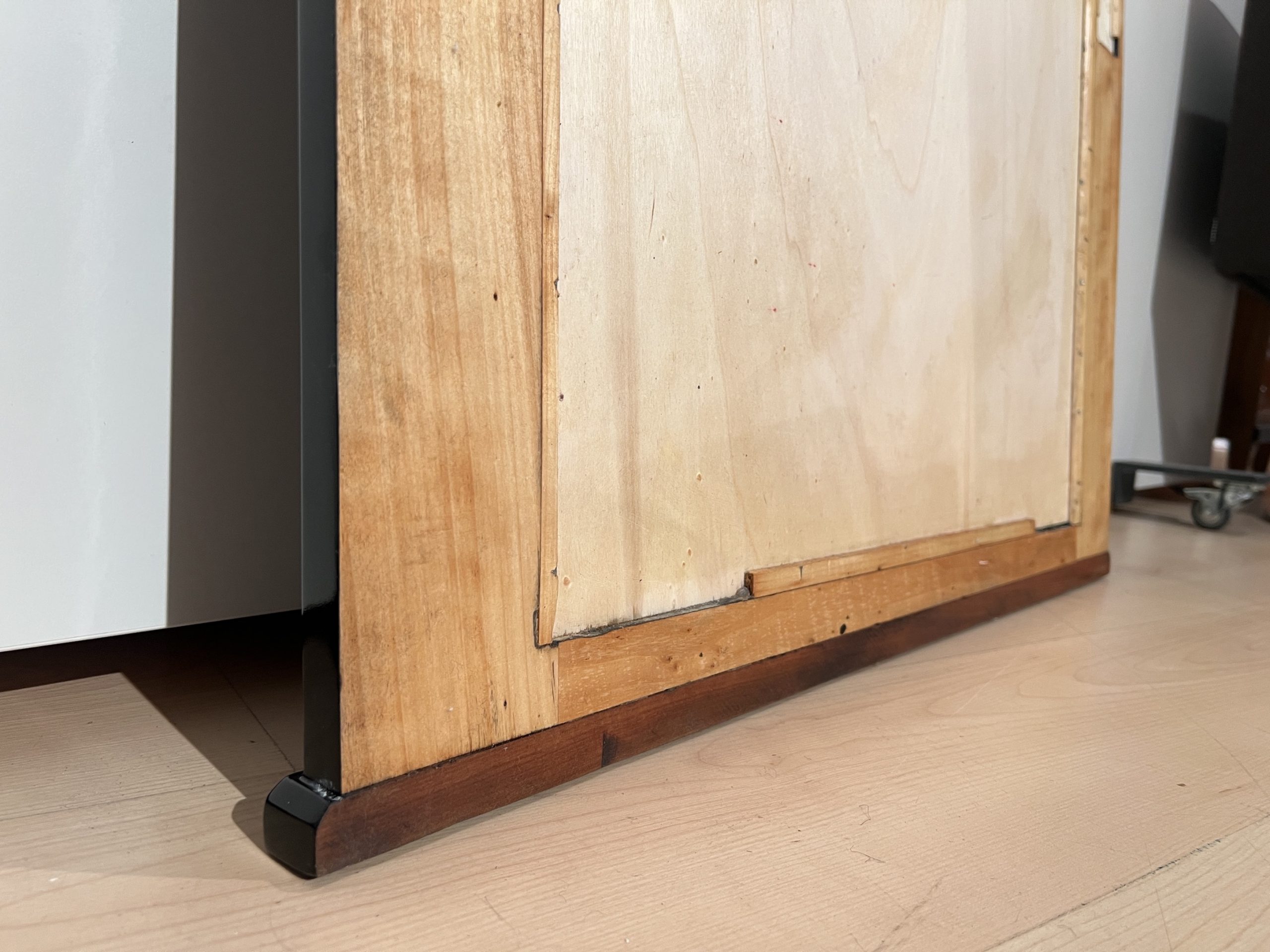 Art Deco Wandspiegel, Schwarzlack und Blattsilber