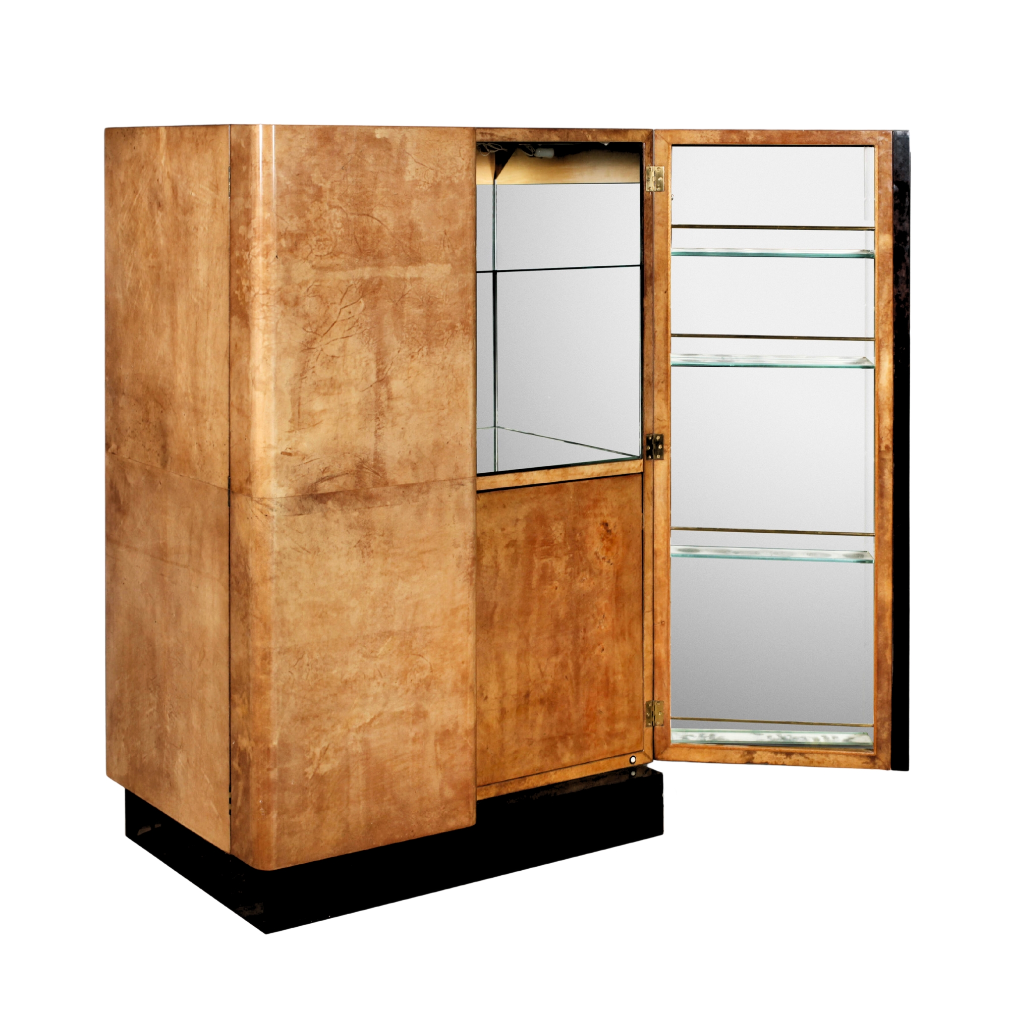 DE-BA-104 Aldo Tura Bar Cabinet, Parchment, Lacquer, Mirrored, Italy ...