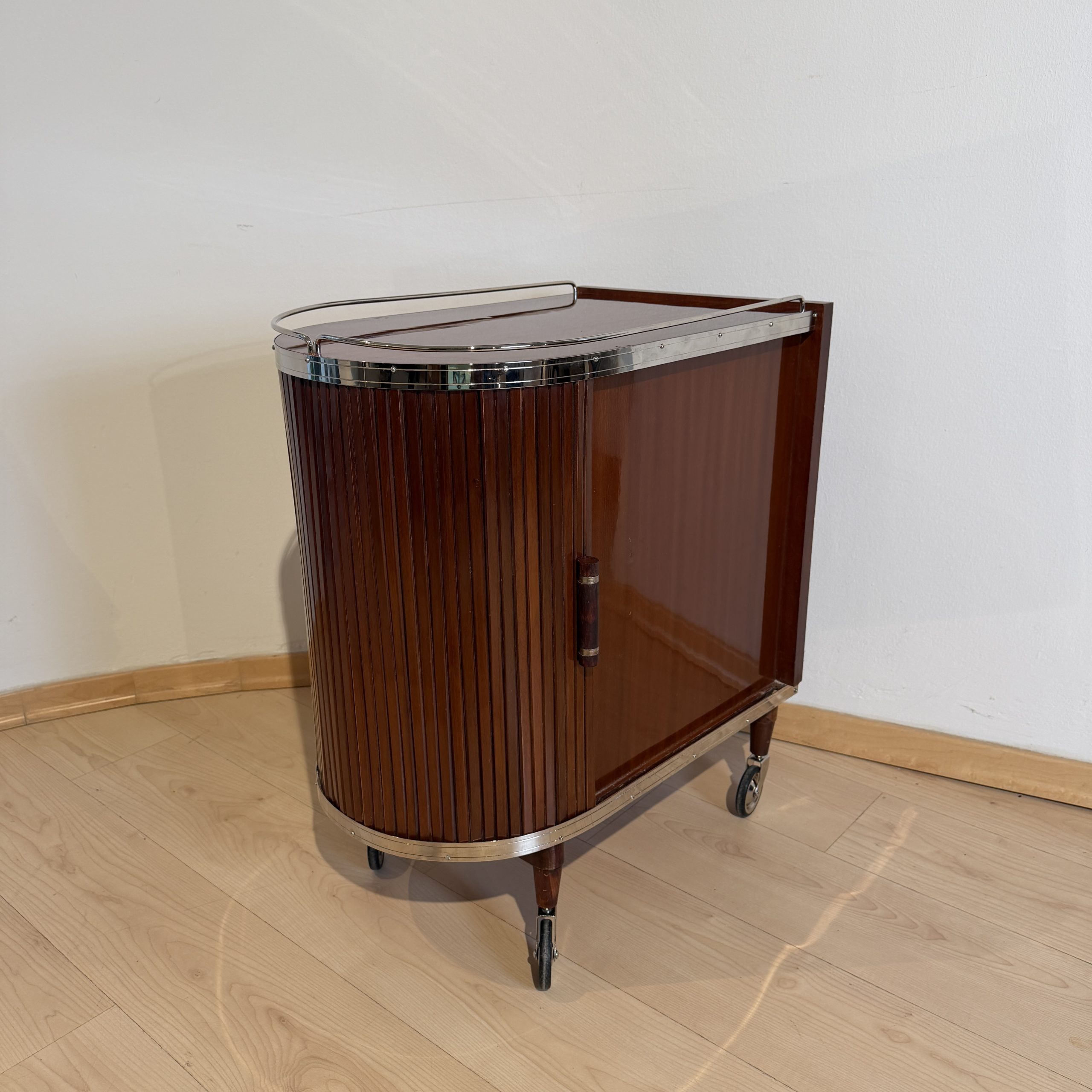 Art Deco Barwagen, Mahagoni, Chrom.7