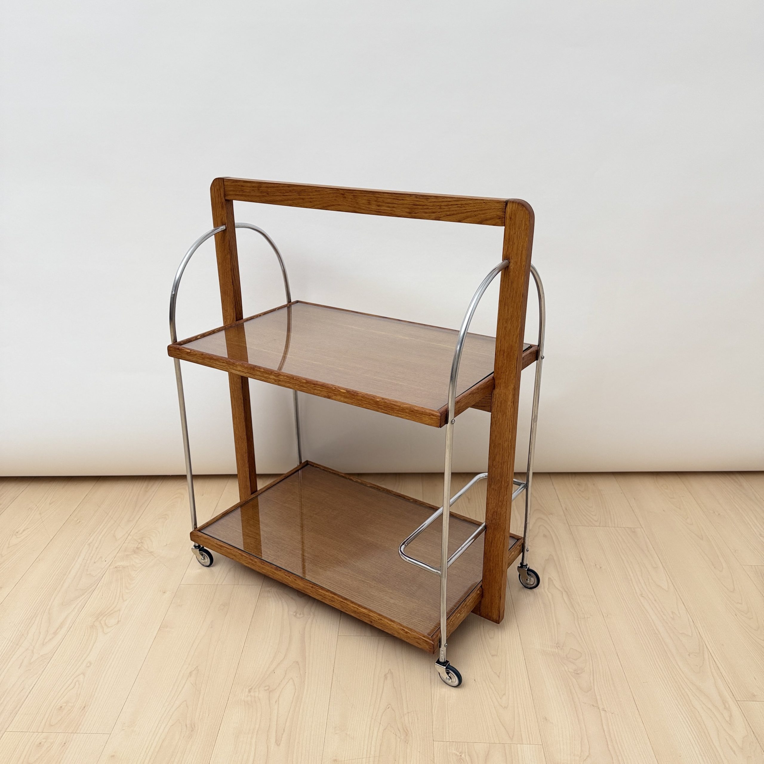 Französischer Art Deco Servierwagen in Eiche, um 1930