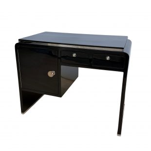 Kleiner Art Deco Schreibstisch, Schwarzer Lack