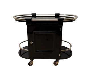 Barwagen Art Deco, Schwarzlack und Chrom